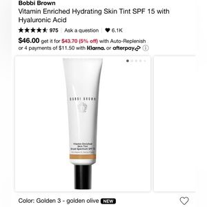 Bobbi brown vitamin enriched skin tint NEW